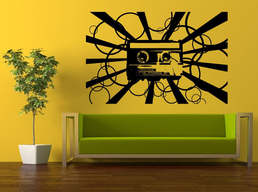 Wall Decal Vinyl Sticker Decals Peal And Stick Cheap Free Shipping Music Art Poster Vintage Groove Hipster Disco Cassette Tape L446