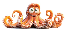 Load image into Gallery viewer, Cute Octopus Wall Decal for Kids Room | Smiling Orange Ocean Animal Sticker | Peel &amp; Stick Nursery Wall Art | Playroom Sea Creature Mural