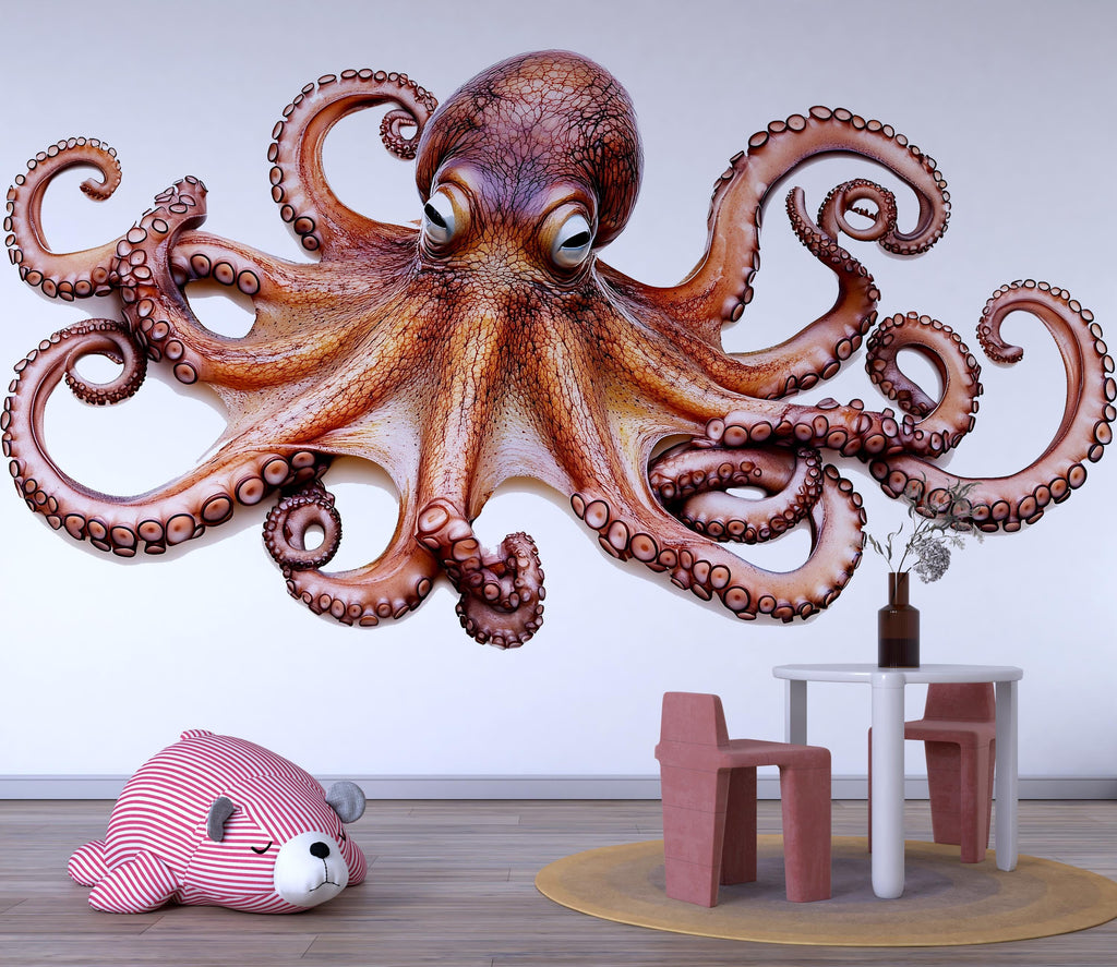 Realistic Octopus Wall Decal for Kids Room | Giant Ocean Animal Sticker | Peel and Stick Sea Creature Mural | Nursery & Playroom Underwater