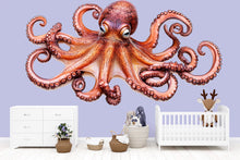 Load image into Gallery viewer, Realistic Octopus Wall Decal for Kids Room | Giant Ocean Animal Sticker | Peel and Stick Sea Creature Mural | Nursery &amp; Playroom Underwater