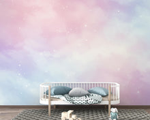 Load image into Gallery viewer, Pastel Space Nursery Wall Art, Watercolor Stars and Nebula Print, Soft Celestial Decor for Baby Room, Pink Blue Neutral Space Art 218DE