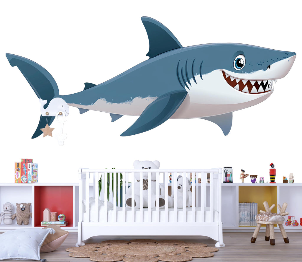 Cute Shark Wall Decal for Kids Room | Ocean Animal Sticker | Peel & Stick Nursery Wall Art | Fun Sea Creature Mural for Playroom, Bedroom