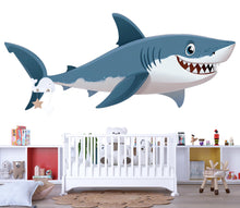 Load image into Gallery viewer, Cute Shark Wall Decal for Kids Room | Ocean Animal Sticker | Peel &amp; Stick Nursery Wall Art | Fun Sea Creature Mural for Playroom, Bedroom