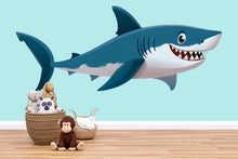 Load image into Gallery viewer, Cute Shark Wall Decal for Kids Room | Ocean Animal Sticker | Peel &amp; Stick Nursery Wall Art | Fun Sea Creature Mural for Playroom, Bedroom