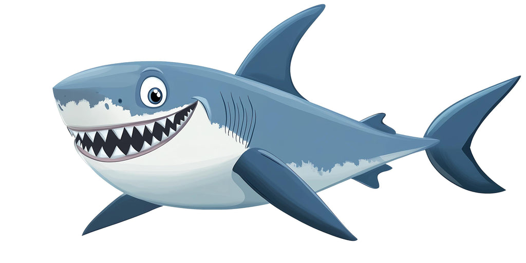 Smiling Shark Wall Decal for Kids Room | Ocean Nursery Sticker | Large Peel & Stick Sea Animal Mural | Boys Bedroom Décor