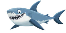 Load image into Gallery viewer, Smiling Shark Wall Decal for Kids Room | Ocean Nursery Sticker | Large Peel &amp; Stick Sea Animal Mural | Boys Bedroom Décor