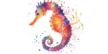 Load image into Gallery viewer, Colorful Watercolor Seahorse Wall Decal | Ocean Nursery Peel And Stick Wall Sticker | Under The Sea Kids Room Decor | Baby Room Wall Art