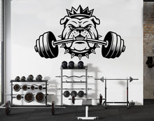 Load image into Gallery viewer, Bulldog King Gym Wall Decal Barbell fitness Dog Gym Decor Workout Art Vinyl Gym Stickers Bedroom Gym Workout 230DE