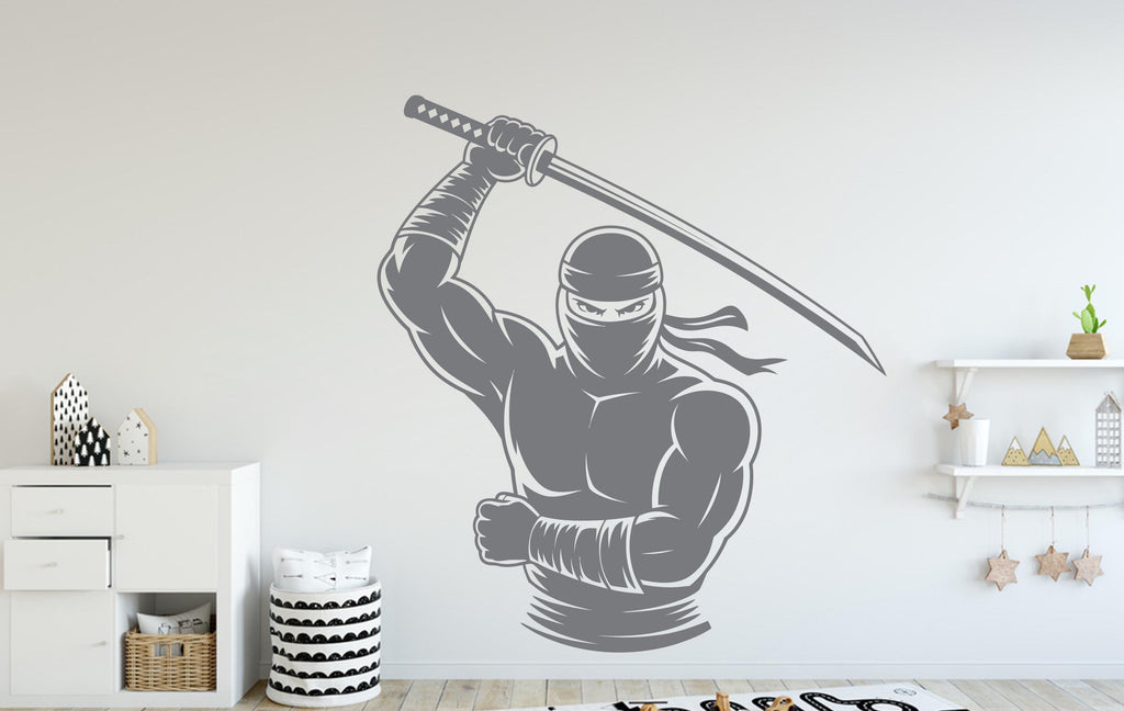 Ninja Wall Decal Ninja Art Wall Decal Sports Vinyl Ninja Gifts Kicks Wall Stickers Sport Kids Room Black Belt Judo Jiu Jitsu MMA Art 232DE