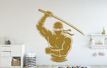 Load image into Gallery viewer, Ninja Wall Decal Ninja Art Wall Decal Sports Vinyl Ninja Gifts Kicks Wall Stickers Sport Kids Room Black Belt Judo Jiu Jitsu MMA Art 232DE