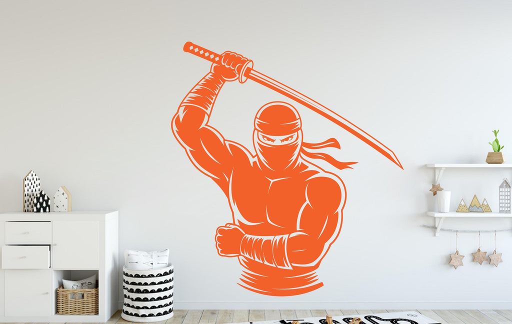 Ninja Wall Decal Ninja Art Wall Decal Sports Vinyl Ninja Gifts Kicks Wall Stickers Sport Kids Room Black Belt Judo Jiu Jitsu MMA Art 232DE