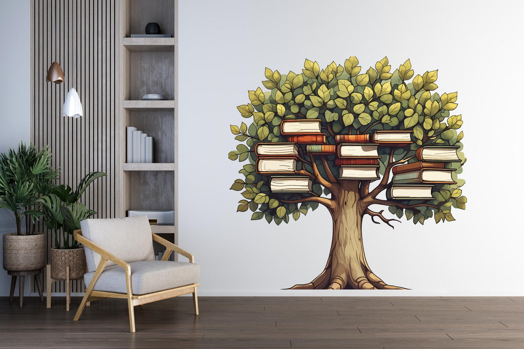 Library Tree Wall Art Decal, Office Library Wall Decal, Education Decals, Kids Reading Room, Nurseries, School, Kids Gifts, Dorm Room 713LU