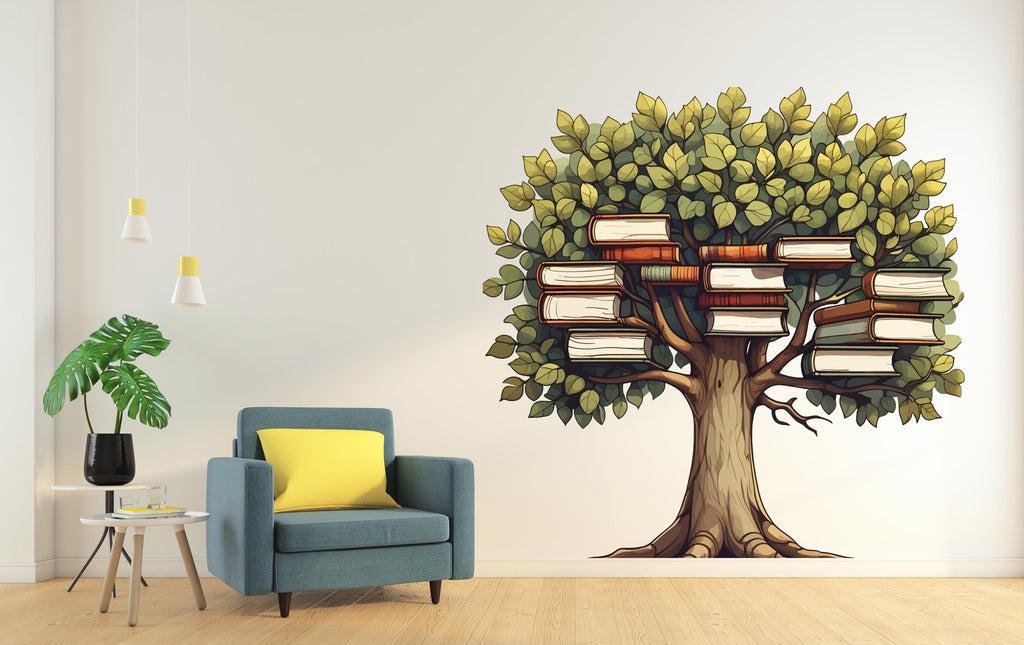 Library Tree Wall Art Decal, Office Library Wall Decal, Education Decals, Kids Reading Room, Nurseries, School, Kids Gifts, Dorm Room 713LU