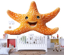 Load image into Gallery viewer, Smiling Starfish Wall Decal | Cute Ocean Nursery Peel And Stick Wall Sticker | Happy Sea Star Kids Room Decor | Baby Nursery Wall Art