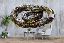 Load image into Gallery viewer, Coiled Snake Wall Decal, Realistic Snake Wall Sticker, Serpent Wall Art, Dark Animal Wall Decor, Gothic Nature Peel And Stick Decal