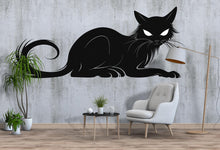 Load image into Gallery viewer, Black Cat Wall Decal, Witchy Cat Wall Sticker, Gothic Cat Silhouette Wall Art, Halloween Cat Decor, Minimal Peel And Stick Wall Decal