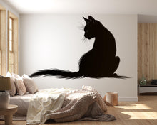 Load image into Gallery viewer, Black Cat Wall Decal, Minimal Cat Silhouette Wall Sticker, Modern Cat Wall Art, Gothic Cat Decor, Peel And Stick Wall Decal