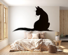 Load image into Gallery viewer, Black Cat Wall Decal, Minimal Cat Silhouette Wall Sticker, Modern Cat Wall Art, Gothic Cat Decor, Peel And Stick Wall Decal