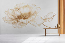Load image into Gallery viewer, Minimalist Floral Wall Decal, Gold Line Art Flower Wall Sticker, Elegant Botanical Wall Art, Modern Bedroom Wall Decor, Peel And Stick Wall