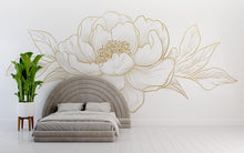 Load image into Gallery viewer, Minimalist Floral Wall Decal, Gold Line Art Flower Wall Sticker, Elegant Botanical Wall Art, Modern Bedroom Wall Decor, Peel And Stick Wall
