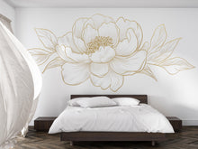Load image into Gallery viewer, Minimalist Floral Wall Decal, Gold Line Art Flower Wall Sticker, Elegant Botanical Wall Art, Modern Bedroom Wall Decor, Peel And Stick Wall