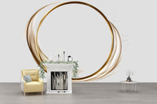 Load image into Gallery viewer, Minimalist Gold Circle Wall Decal, Abstract Line Art Wall Sticker, Modern Bedroom Wall Decor, Neutral Home Wall Art, Peel And Stick Wall