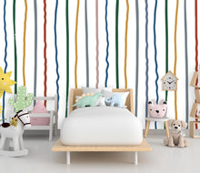 Load image into Gallery viewer, Stripe Watercolor Wall Mural – Stripe Peel stick decor Stripe wall decal, Stripe art Kids Room or Nursery 1018RS