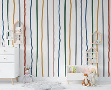 Load image into Gallery viewer, Stripe Watercolor Wall Mural – Stripe Peel stick decor Stripe wall decal, Stripe art Kids Room or Nursery 1018RS