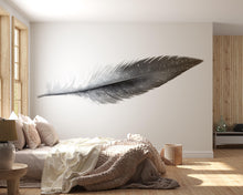 Load image into Gallery viewer, Minimalist Feather Wall Decal, Abstract Feather Wall Sticker, Modern Bedroom Wall Decor, Neutral Home Wall Art, Peel And Stick Wall Decal