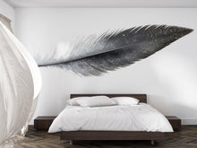 Load image into Gallery viewer, Minimalist Feather Wall Decal, Abstract Feather Wall Sticker, Modern Bedroom Wall Decor, Neutral Home Wall Art, Peel And Stick Wall Decal