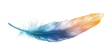Load image into Gallery viewer, Minimalist Feather Wall Decal, Blue Gold Feather Wall Sticker, Modern Bedroom Wall Decor, Neutral Boho Wall Art, Peel And Stick Wall Decal