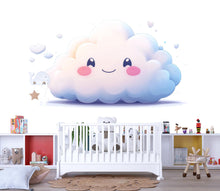 Load image into Gallery viewer, Kawaii Cloud Wall Decal For Nursery Or Kids Room, Cute Smiling Cloud Wall Sticker, Baby Room Wall Art, Peel And Stick Decor
