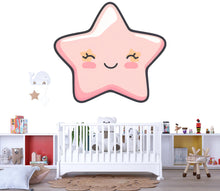 Load image into Gallery viewer, Kawaii Star Wall Decal For Nursery Or Kids Room, Cute Smiling Star Wall Sticker, Pastel Baby Room Wall Art, Peel And Stick Decor