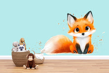 Load image into Gallery viewer, Kawaii Fox Wall Decal For Nursery Or Kids Room, Cute Woodland Fox Wall Sticker, Baby Animal Nursery Wall Art, Peel And Stick Decor
