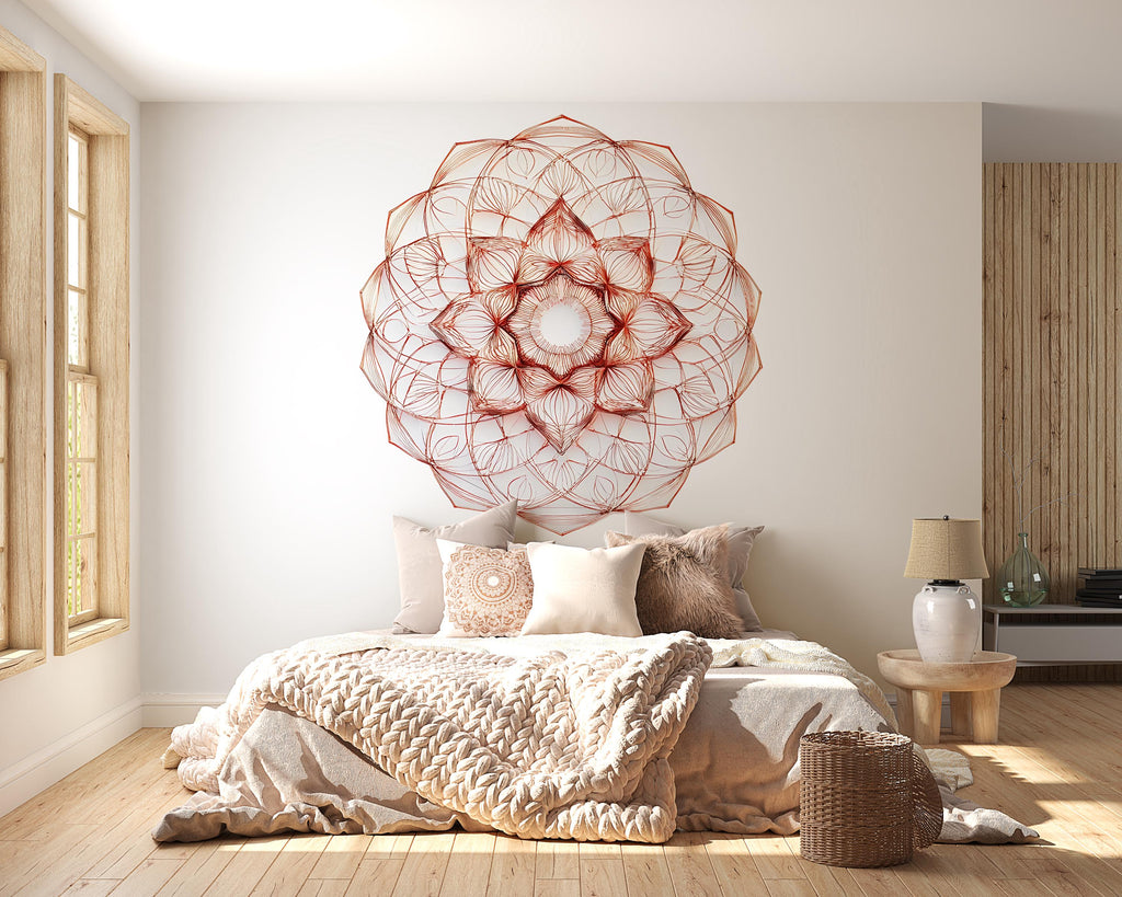 Mandala Wall Decal, Sacred Geometry Wall Sticker, Minimalist Mandala Wall Art, Boho Bedroom Decor, Peel And Stick Mandala Decal, Modern Wall