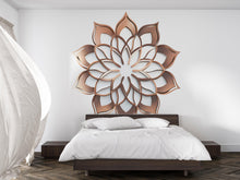Load image into Gallery viewer, Lotus Mandala Wall Decal, Sacred Geometry Wall Sticker, Modern Lotus Wall Art, Boho Bedroom Decor, Peel And Stick Mandala Decal, Meditation