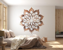 Load image into Gallery viewer, Lotus Mandala Wall Decal, Sacred Geometry Wall Sticker, Modern Lotus Wall Art, Boho Bedroom Decor, Peel And Stick Mandala Decal, Meditation
