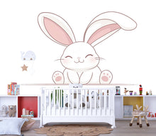 Load image into Gallery viewer, Kawaii Bunny Wall Decal For Nursery, Cute Rabbit Wall Sticker, Baby Room Wall Art, Neutral Nursery Decor, Peel And Stick Wall Decal