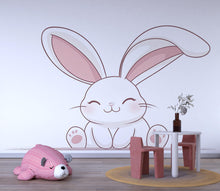 Load image into Gallery viewer, Kawaii Bunny Wall Decal For Nursery, Cute Rabbit Wall Sticker, Baby Room Wall Art, Neutral Nursery Decor, Peel And Stick Wall Decal