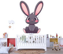 Load image into Gallery viewer, Kawaii Bunny Wall Decal For Nursery, Cute Rabbit Wall Sticker, Baby Room Wall Art, Neutral Kids Decor, Peel And Stick Wall Decal