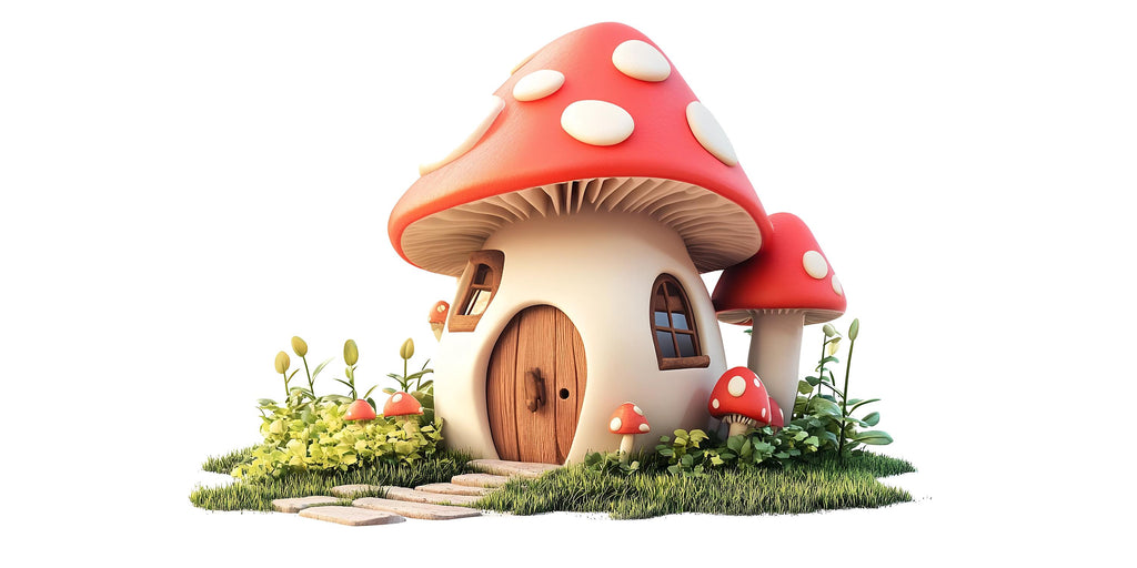 Kawaii Mushroom House Wall Decal, Fairy Cottage Wall Sticker, Whimsical Nursery Wall Art, Storybook Kids Room Decor, Peel And Stick Decal