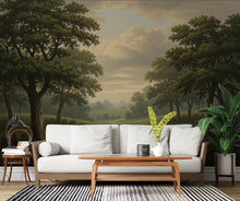Load image into Gallery viewer, Forest Tree Wallpaper Mural, Birch Pine Trees, Dark Olive Green 238DE