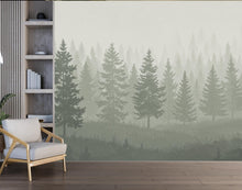 Load image into Gallery viewer, Dreamy Forest Wallpaper Mural – Watercolor Evergreen Trees, Forest wallpaper, Pine Tree Wall Art for Nursery Room 239DE