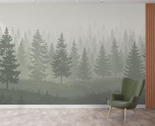 Load image into Gallery viewer, Dreamy Forest Wallpaper Mural – Watercolor Evergreen Trees, Forest wallpaper, Pine Tree Wall Art for Nursery Room 239DE