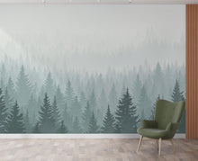 Load image into Gallery viewer, Dreamy Forest Wallpaper Mural – Watercolor Evergreen Trees, Forest wallpaper, Pine Tree Wall Art for Nursery Room 240DE