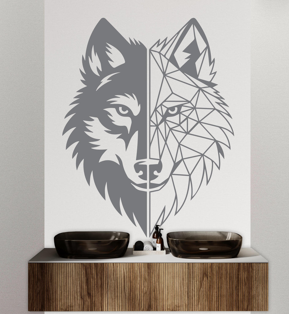 Wolf Polygonal wall decal Wolf Geometric decor Wolf wall art Decal Wolf Lover Animals Wolf Wall Bathroom Wall Decals Stickers Vinyl 241DE
