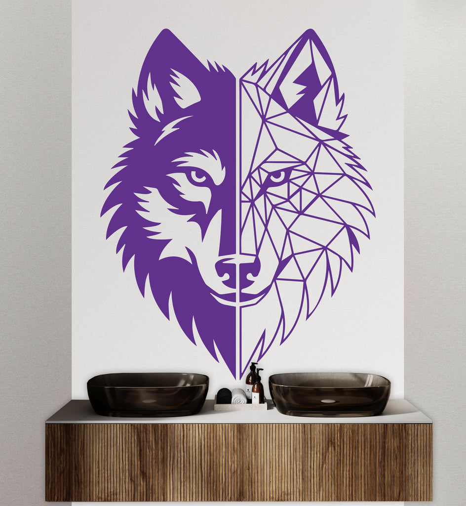 Wolf Polygonal wall decal Wolf Geometric decor Wolf wall art Decal Wolf Lover Animals Wolf Wall Bathroom Wall Decals Stickers Vinyl 241DE