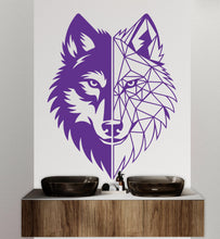Load image into Gallery viewer, Wolf Polygonal wall decal Wolf Geometric decor Wolf wall art Decal Wolf Lover Animals Wolf Wall Bathroom Wall Decals Stickers Vinyl 241DE