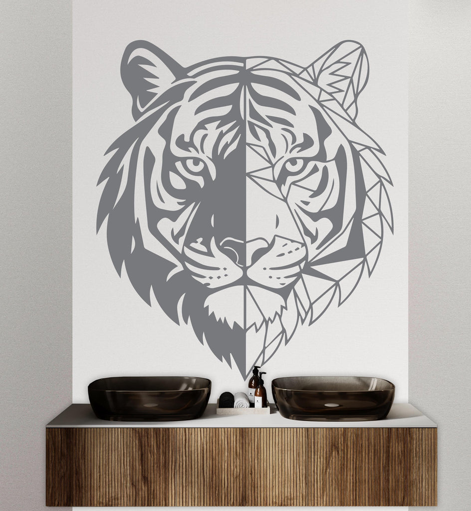 Tiger Polygonal wall decal Tiger Geometric decor Tiger wall art Decal Tiger Lover Animals Tiger Wall Bathroom Wall Decals Stickers 242DE