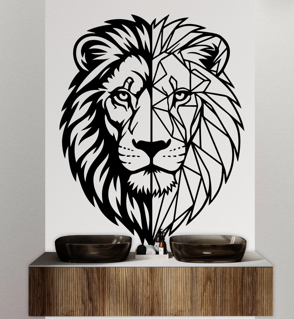 Lion Polygonal wall decal Lion Geometric decor Lion wall art Decal Lion Lover Animals Lion Wall Bathroom Wall Decals Stickers 243DE